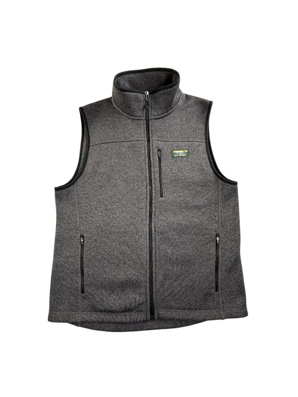 LL Bean Vest Mens Medium Blue Fleece Full Zip Pockets Slightly Fitted Lined Hike